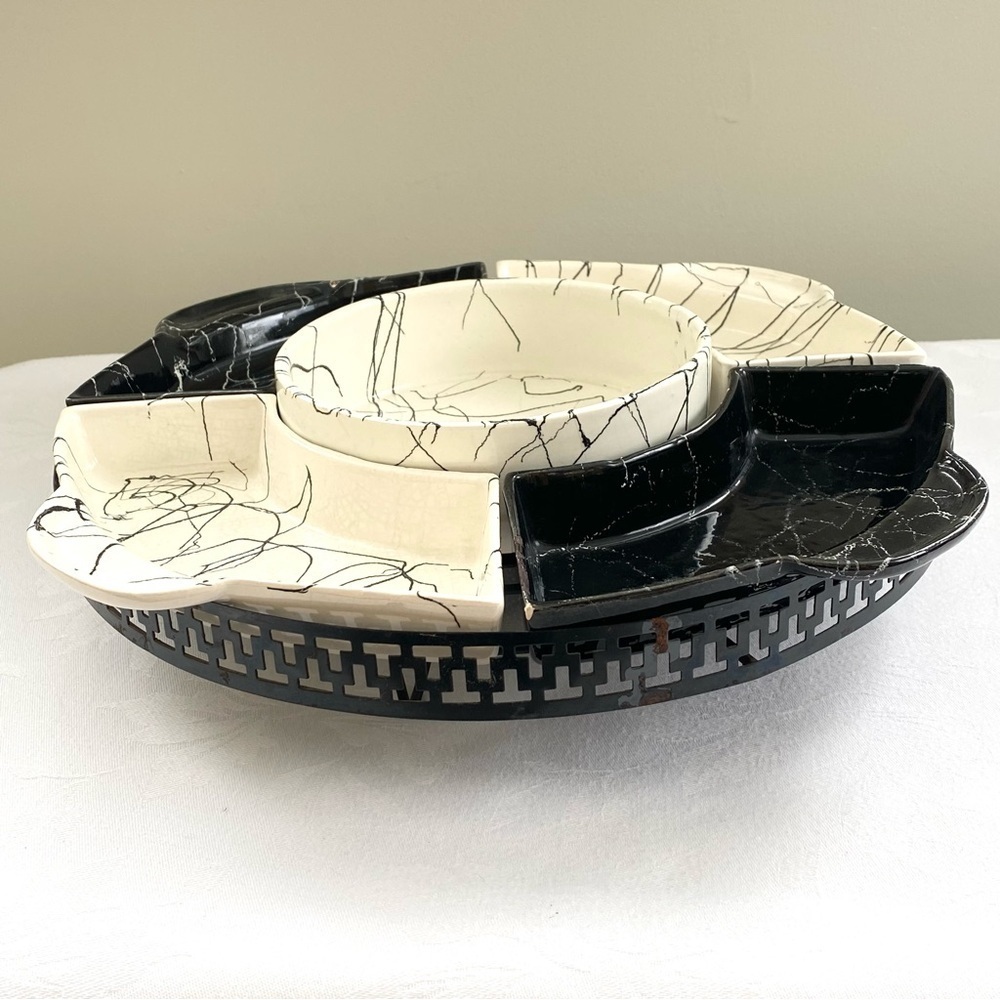 Vintage 1950s Lazy Susan Drizzle Platter Tray California MCM Atomic